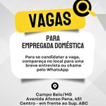 Vaga de emprego para empregada doméstica (masculino ou feminino)