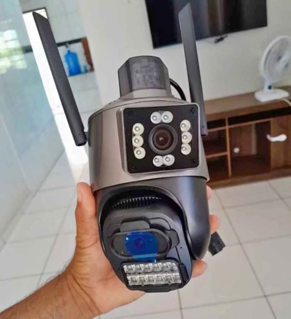 Camera Wifi Segurança 6mp Lente Dupla Zoom Vigilância 4k Alarme Sirene policial