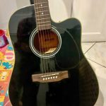 Violão elétrico da marca Ashland by crafter com capa, alça e cabo